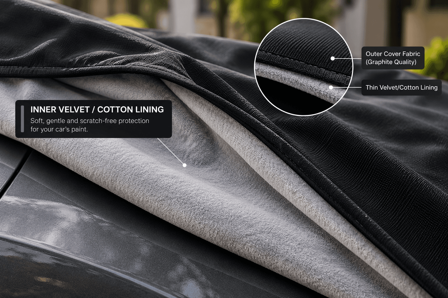 Soft cotton lining inside the car cover
